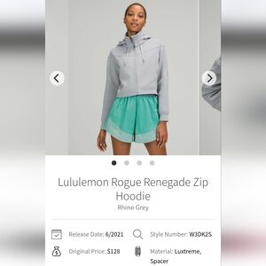 Lululemon Rogue Renegade Zip Hoodie Rhino Grey Size 8